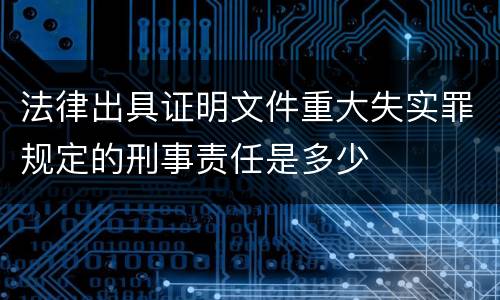 法律出具证明文件重大失实罪规定的刑事责任是多少