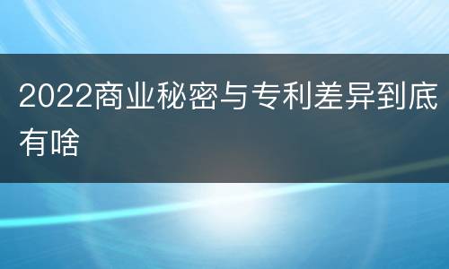 2022商业秘密与专利差异到底有啥