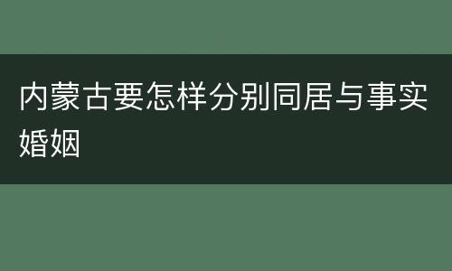 内蒙古要怎样分别同居与事实婚姻