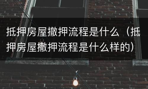 抵押房屋撤押流程是什么（抵押房屋撤押流程是什么样的）