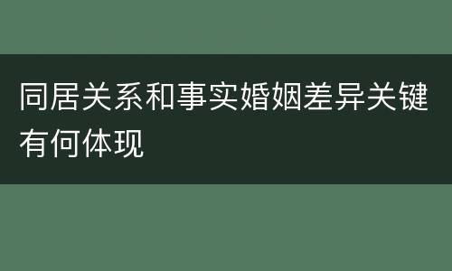 同居关系和事实婚姻差异关键有何体现