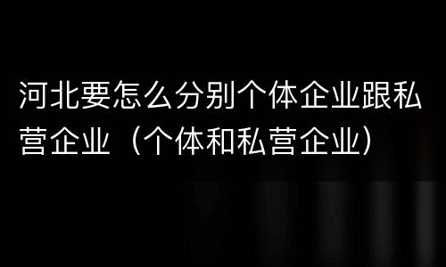 河北要怎么分别个体企业跟私营企业（个体和私营企业）