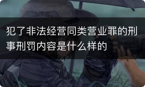 犯了非法经营同类营业罪的刑事刑罚内容是什么样的