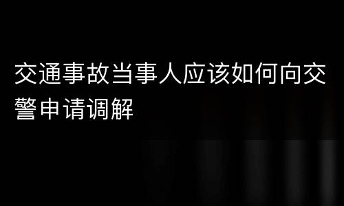 交通事故当事人应该如何向交警申请调解