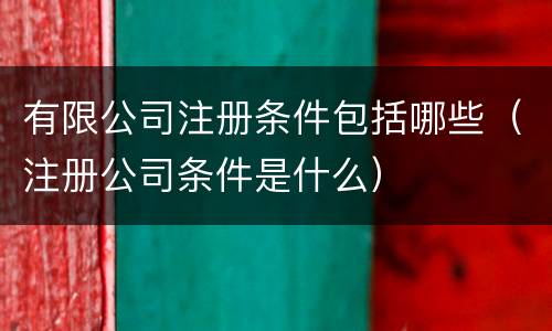 有限公司注册条件包括哪些（注册公司条件是什么）