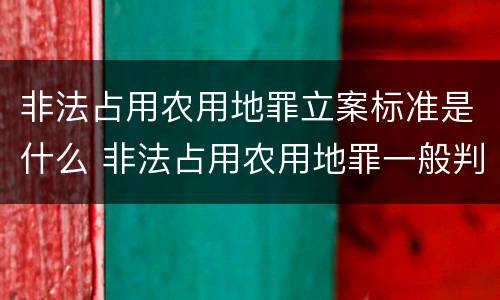 非法占用农用地罪立案标准是什么 非法占用农用地罪一般判几年