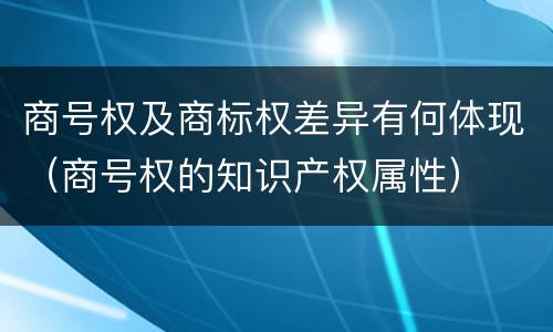 商号权及商标权差异有何体现（商号权的知识产权属性）