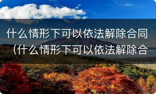 什么情形下可以依法解除合同（什么情形下可以依法解除合同纠纷）