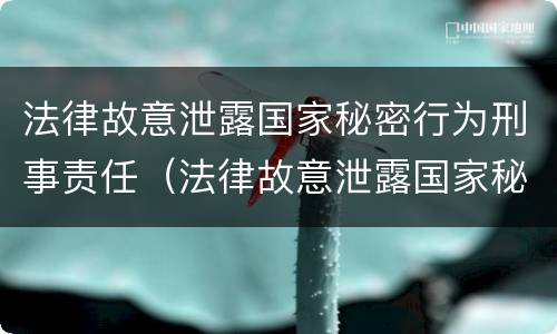 法律故意泄露国家秘密行为刑事责任（法律故意泄露国家秘密行为刑事责任的认定）