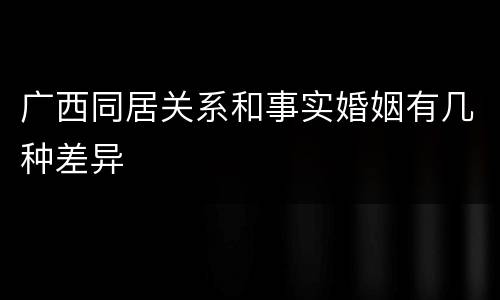 广西同居关系和事实婚姻有几种差异