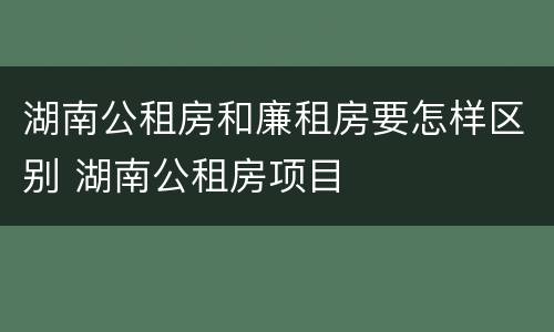 湖南公租房和廉租房要怎样区别 湖南公租房项目