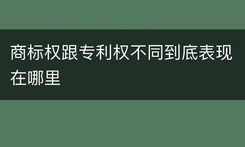 商标权跟专利权不同到底表现在哪里