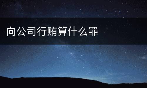 向公司行贿算什么罪