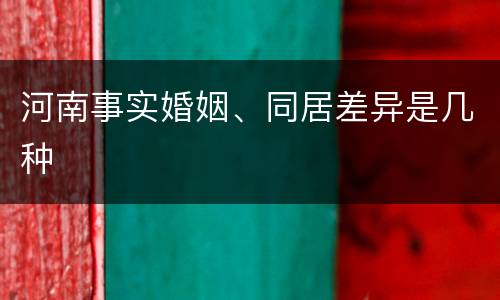 河南事实婚姻、同居差异是几种