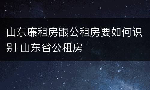 山东廉租房跟公租房要如何识别 山东省公租房