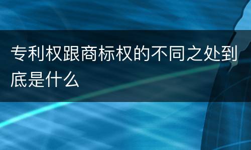 专利权跟商标权的不同之处到底是什么