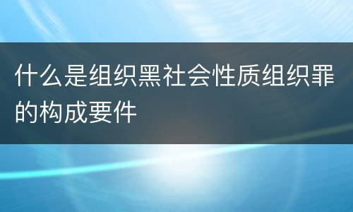 什么是组织黑社会性质组织罪的构成要件