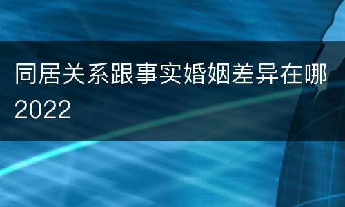 同居关系跟事实婚姻差异在哪2022