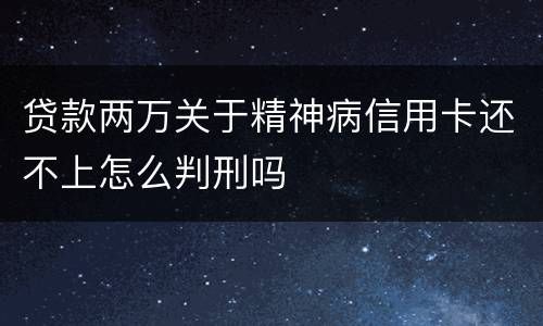 贷款两万关于精神病信用卡还不上怎么判刑吗