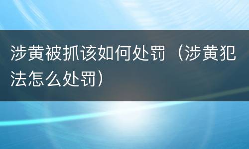 涉黄被抓该如何处罚（涉黄犯法怎么处罚）