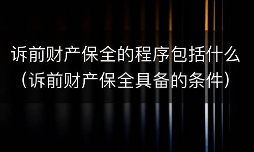 诉前财产保全的程序包括什么（诉前财产保全具备的条件）