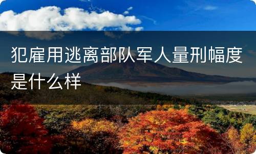 犯雇用逃离部队军人量刑幅度是什么样