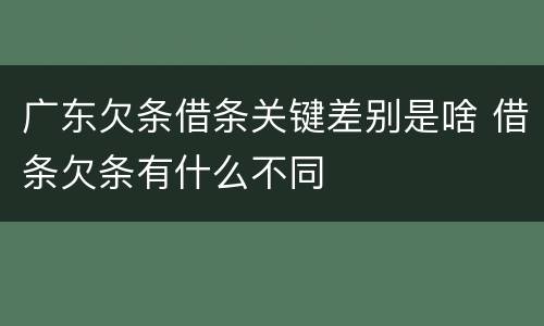 广东欠条借条关键差别是啥 借条欠条有什么不同