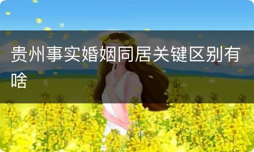 贵州事实婚姻同居关键区别有啥