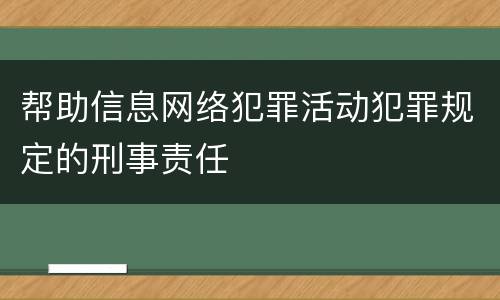 帮助信息网络犯罪活动犯罪规定的刑事责任