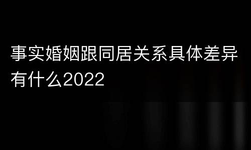 事实婚姻跟同居关系具体差异有什么2022