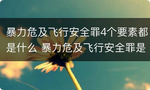 暴力危及飞行安全罪4个要素都是什么 暴力危及飞行安全罪是危险犯吗