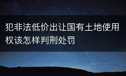 犯非法低价出让国有土地使用权该怎样判刑处罚