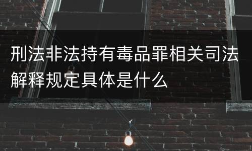 刑法非法持有毒品罪相关司法解释规定具体是什么