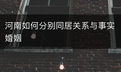 河南如何分别同居关系与事实婚姻