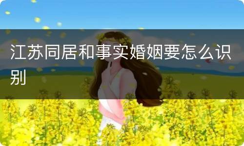 江苏同居和事实婚姻要怎么识别