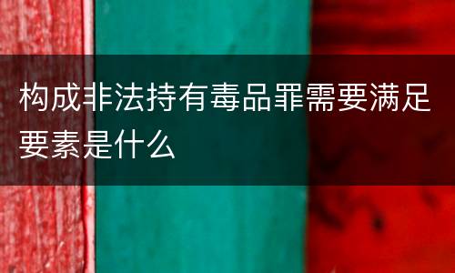 构成非法持有毒品罪需要满足要素是什么