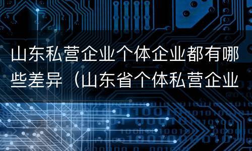 山东私营企业个体企业都有哪些差异（山东省个体私营企业协会酒业分会）