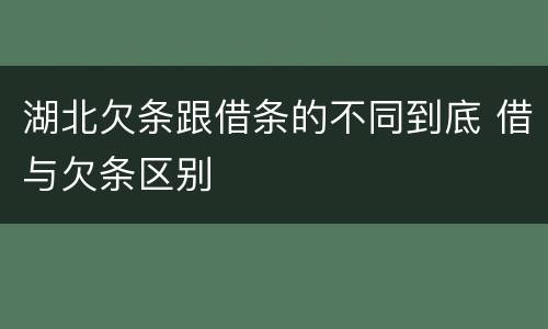 湖北欠条跟借条的不同到底 借与欠条区别