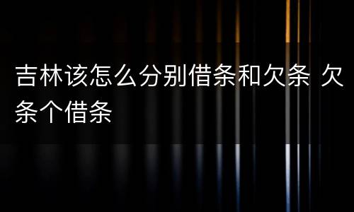 吉林该怎么分别借条和欠条 欠条个借条