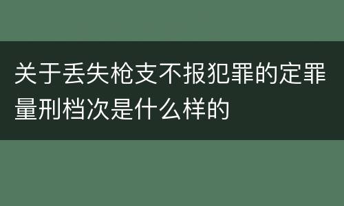 关于丢失枪支不报犯罪的定罪量刑档次是什么样的