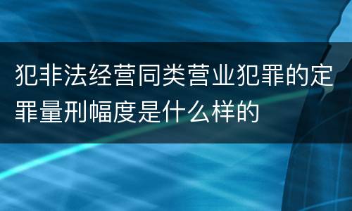 犯非法经营同类营业犯罪的定罪量刑幅度是什么样的