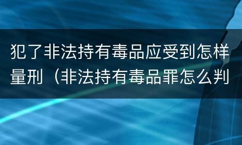 犯了非法持有毒品应受到怎样量刑（非法持有毒品罪怎么判刑）