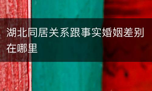 湖北同居关系跟事实婚姻差别在哪里