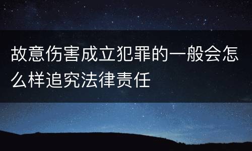 故意伤害成立犯罪的一般会怎么样追究法律责任