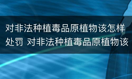 对非法种植毒品原植物该怎样处罚 对非法种植毒品原植物该怎样处罚呢