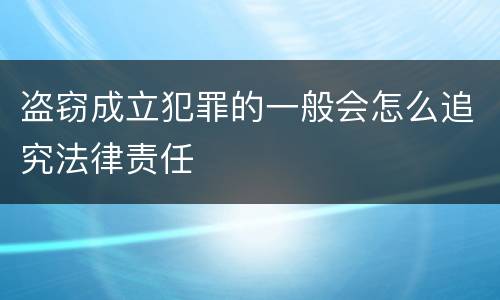 盗窃成立犯罪的一般会怎么追究法律责任