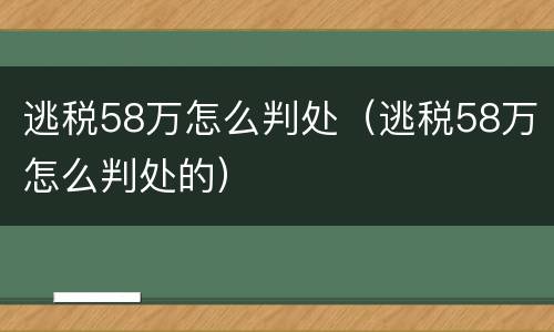 逃税58万怎么判处（逃税58万怎么判处的）