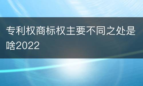 专利权商标权主要不同之处是啥2022