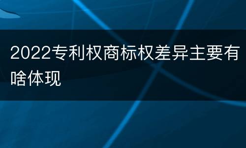 2022专利权商标权差异主要有啥体现