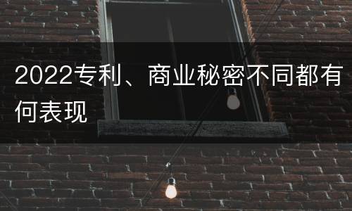 2022专利、商业秘密不同都有何表现